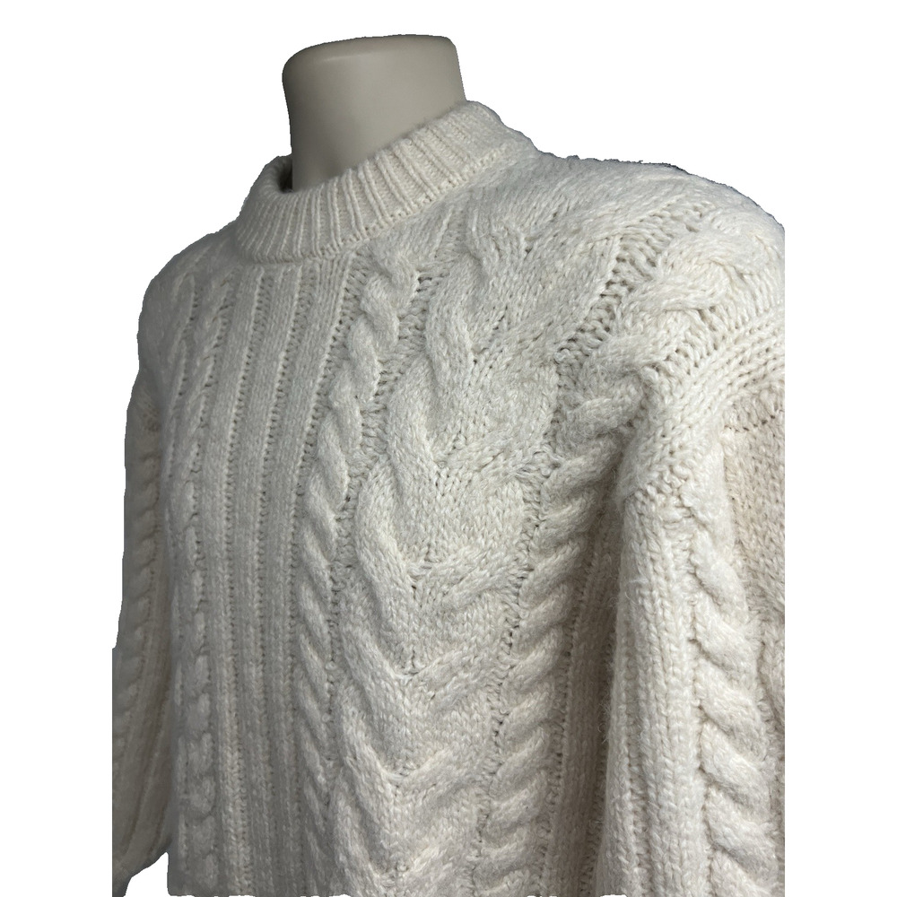 New Day Cable Knit Fisherman Pullover Cream Sweater Mens XS Womens Medium New - Picture 5 of 9